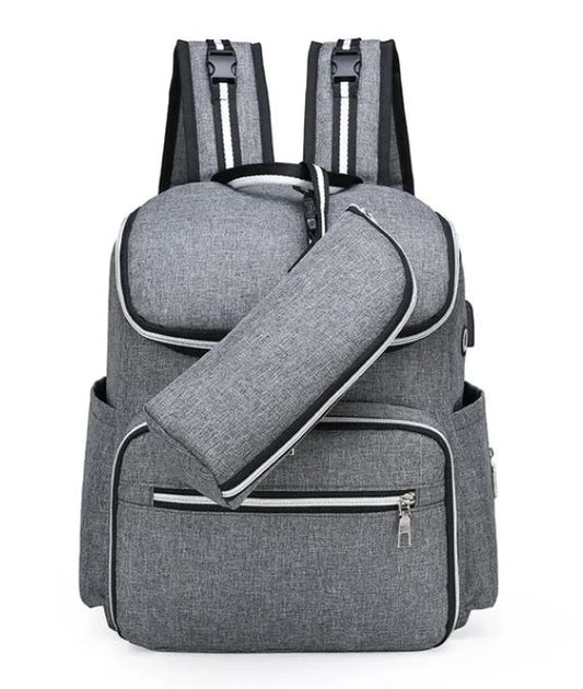 Baby Diaper Backpack Waterproof Large Capacity/Grey