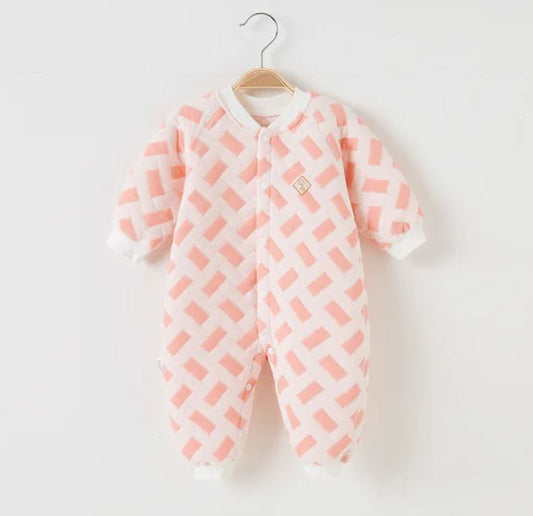 Baby Bodysuit Cotton Square Pink