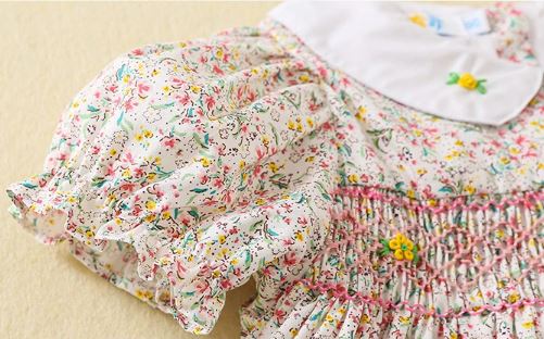 Summer Baby Girls Dress Short Sleeve Flower Printed