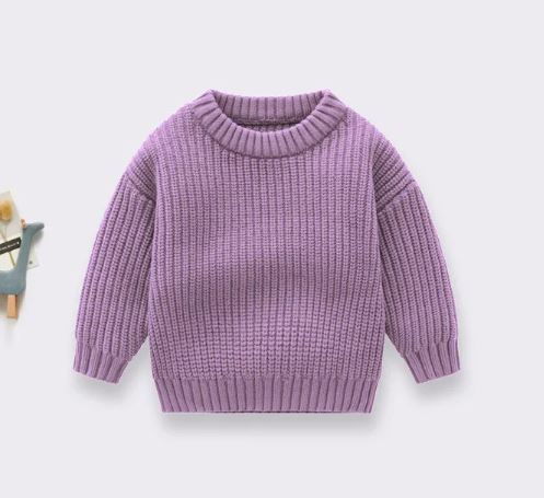 Sweater Boys Girls Knit Long Sleeve/Purple