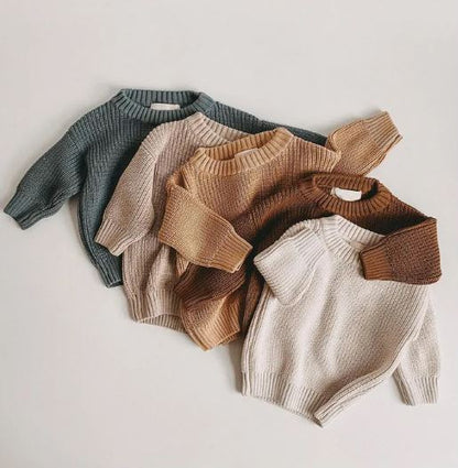 Sweater Boys Girls Knit Long Sleeve/Brown