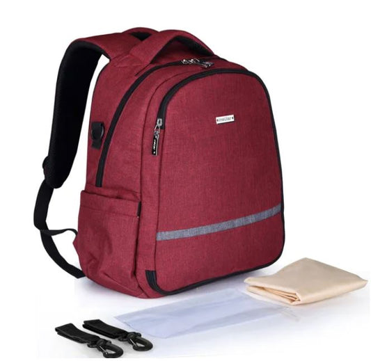 Backpack Baby Nappy Stroller Bag Large Capacity/Burgundy