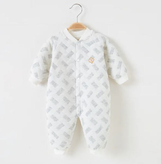 Baby Bodysuit Cotton Square Grey