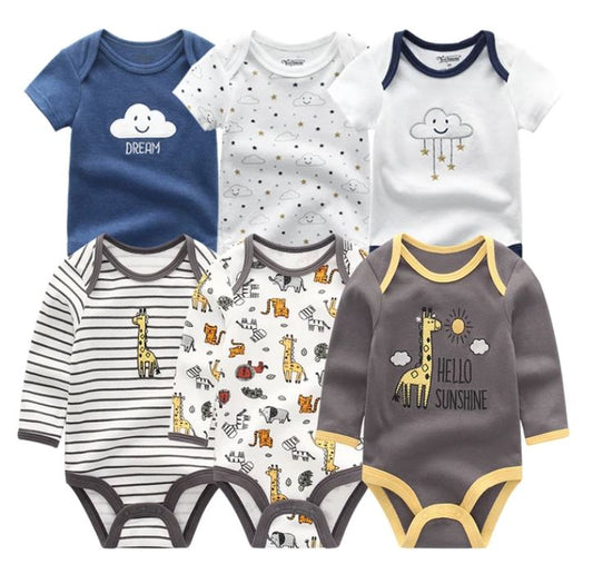 Newborn Jumpsuit Baby Girl Boy Set Short+Long Sleeves 6Pcs/6038