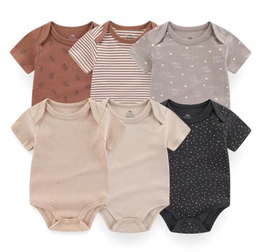 Baby Bodysuit Cotton Short Sleeve 6 Pack 6249
