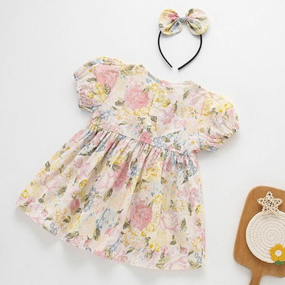 Baby Girls Short Sleeves Floral Dress