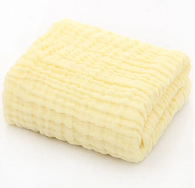 Muslin Baby Bath Towel 6 Layers Cotton Yellow