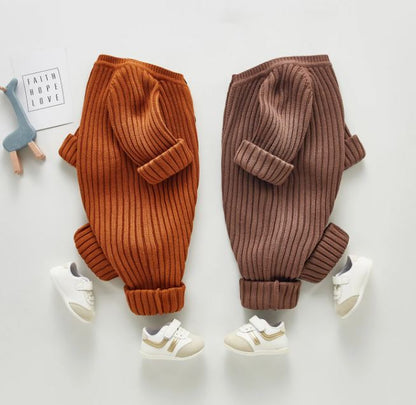 Baby Boys Girls Long Sleeve Knit Romper/Khaki