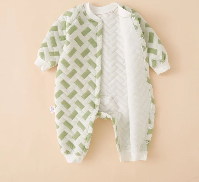 Baby Bodysuit Cotton Square Green