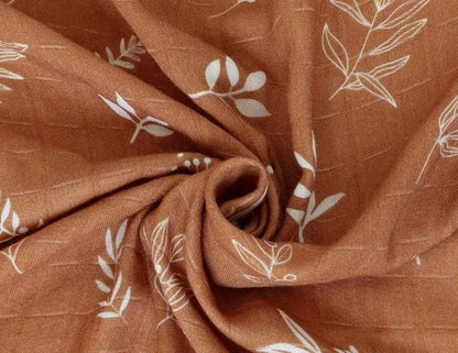 Baby Blanket 120x120cm Cotton Swaddle/Brown Leaf