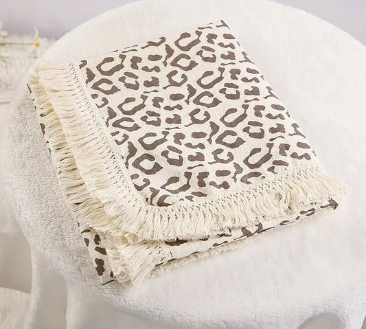 Baby Blanket Double Layer Muslin Leopard