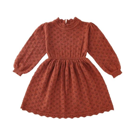 Baby Girls Toddler Knitting Dress/Brick red