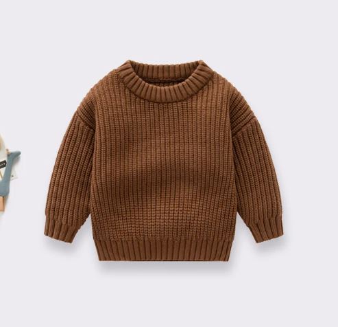 Sweater Boys Girls Knit Long Sleeve/Brown