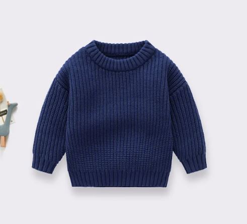 Sweater Boys Girls Knit Long Sleeve/Dark blue