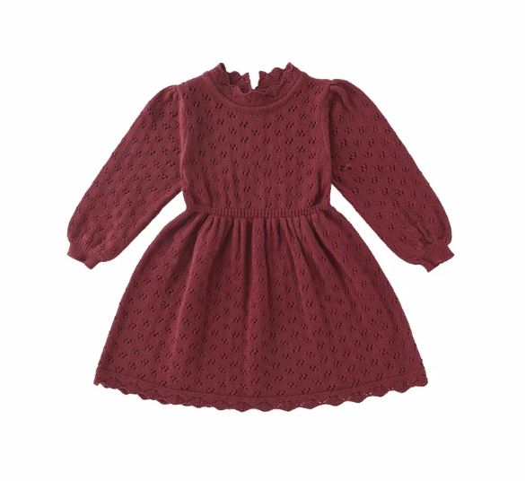 Baby Girls Toddler Knitting Dress/Wine red