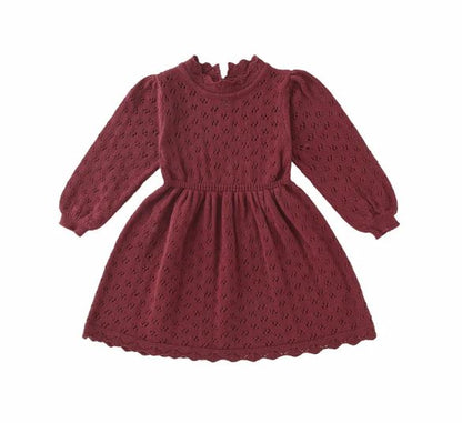 Baby Girls Toddler Knitting Dress/Wine red