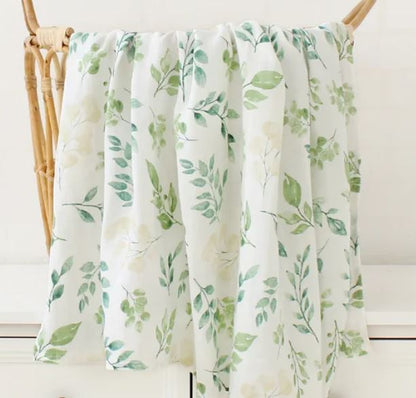Baby Blanket 120x120cm Cotton Swaddle/Green Leaf