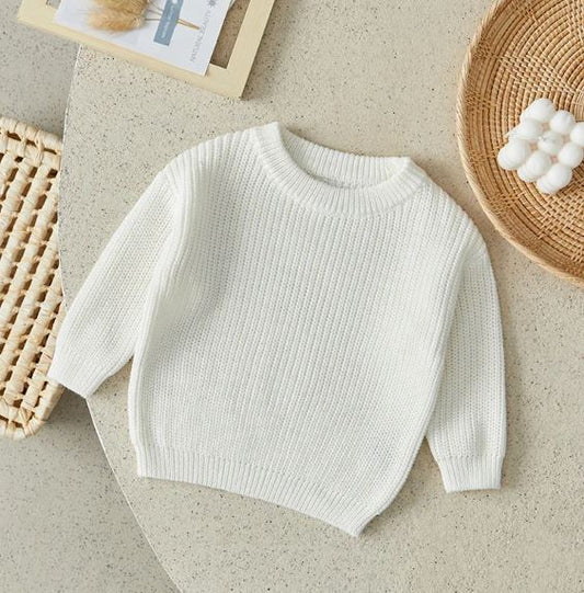 Sweater Knit Long Sleeve Baby Girl Boy/White