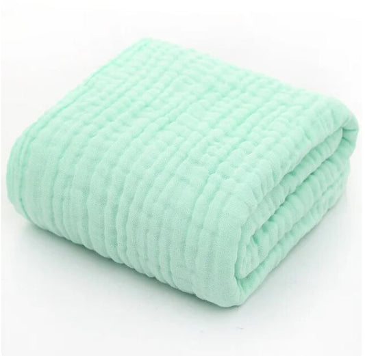 Muslin Baby Bath Towel 6 Layers Cotton Green