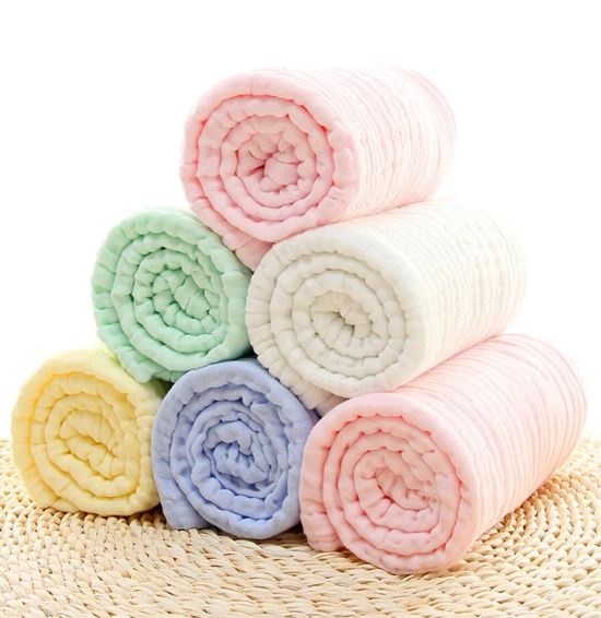 Muslin Baby Bath Towel 6 Layers Cotton White